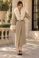Jessica Bara Kelia Fur Belted Long Coat