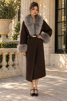 Jessica Bara Kelia Fur Belted Long Coat