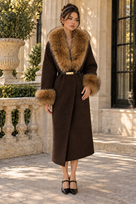 Jessica Bara Kelia Fur Belted Long Coat