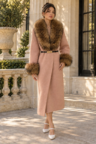 Jessica Bara Kelia Fur Belted Long Coat