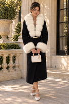 Jessica Bara Kelia Fur Belted Long Coat