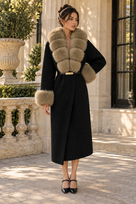 Jessica Bara Kelia Fur Belted Long Coat