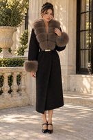 Jessica Bara Kelia Fur Belted Long Coat