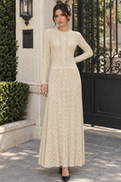 Jessica Bara Kellie Knit Button Long Sleeve Maxi Dress