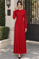 Jessica Bara Kellie Knit Button Long Sleeve Maxi Dress