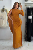 Jessica Bara Kezie Crystal Cape Gown