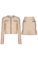 Jessica Bara Latisha Crystal Long Sleeve Top and Midi Skirt Two Piece Set