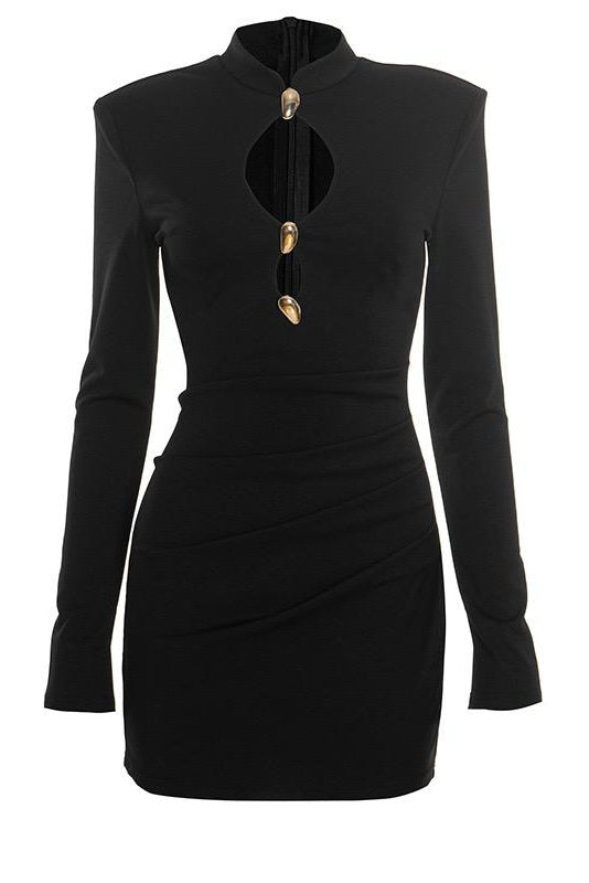 fitted lace wedding dress Jessica Bara Lesna Long Sleeve Keyhole Mini Dress