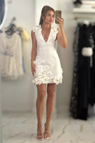Jessica Bara Lorsha Flower Deep V-Neck Mini Dress