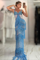 Jessica Bara Losie Crystal Fringe Gown