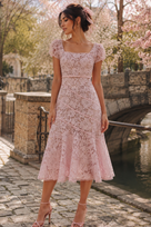 Jessica Bara Lovette Flower Lace Midi Dress
