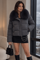 Jessica Bara Lumi Fur Collared Jacket