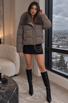 Jessica Bara Lumi Fur Collared Jacket