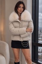 Jessica Bara Lumi Fur Collared Jacket