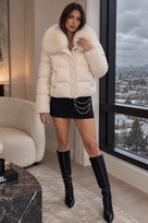 Jessica Bara Lumi Fur Collared Jacket