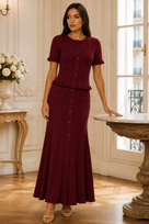 Jessica Bara Marcella Ribbed Knit Top and Maxi Skirt Two Piece Set