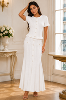 Jessica Bara Marcella Ribbed Knit Top and Maxi Skirt Two Piece Set