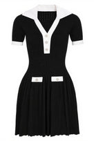 Jessica Bara Mareka Collared Gold Button Mini Dress
