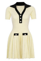 Jessica Bara Mareka Collared Gold Button Mini Dress
