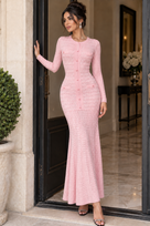 Jessica Bara Meroca 2 Knit Long Sleeve Flare Maxi Dress