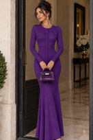 Jessica Bara Meroca 2 Knit Long Sleeve Flare Maxi Dress