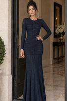 Jessica Bara Meroca 2 Knit Long Sleeve Flare Maxi Dress