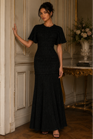 Jessica Bara Meroca Knit Flare Maxi Dress