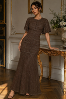 Jessica Bara Meroca Knit Flare Maxi Dress