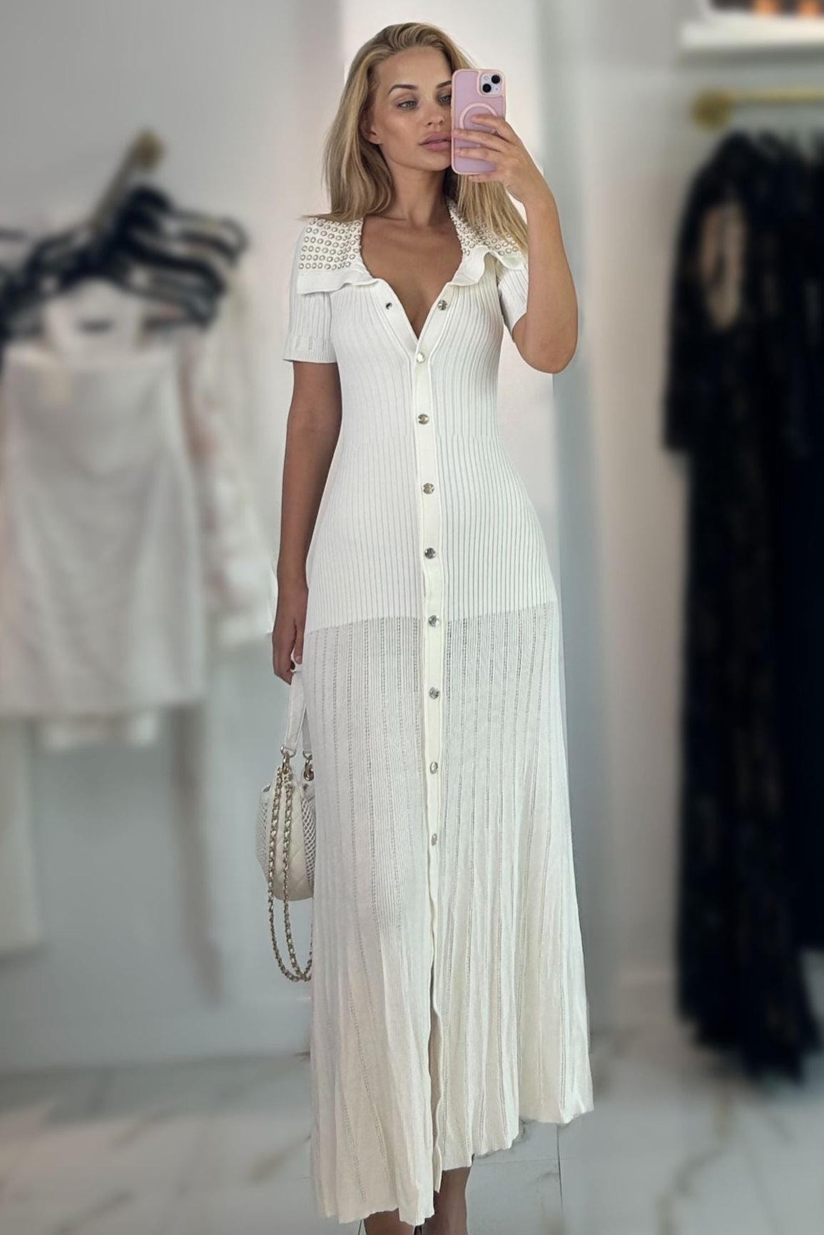 Jessica Bara Meslah Button Up Maxi Dress