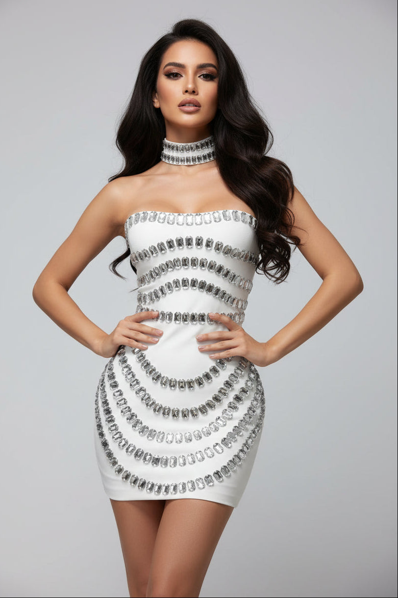 sequin choker dress Meli Dress and Choker in Fishscale Sequin Black Iridescent