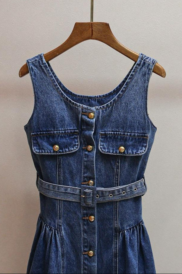 Jessica Bara Nelow Gold Button Denim Belted Mini Dress – JESSICA BARA