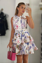 Jessica Bara Niana Floral Ruffle Mini Dress