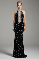 Jessica Bara Noir Crystal Halter Gown