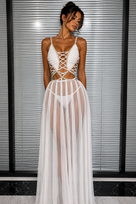Jessica Bara Piony Chain Lace See Through Maxi Dress
