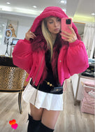 Jessica Bara Preslow Puffer Hooded Fur Jacket