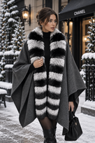 Jessica Bara Puji Fur Cape Coat