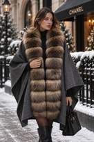 Jessica Bara Puji Fur Cape Coat