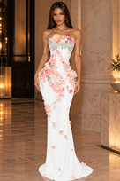 Jessica Bara Quinxy Strapless Tube Flower Gown