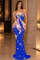 Jessica Bara Quinxy Strapless Tube Flower Gown