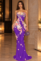 Jessica Bara Quinxy Strapless Tube Flower Gown