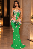 Jessica Bara Quinxy Strapless Tube Flower Gown