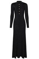 Jessica Bara Razlie Gold Button Long Sleeve Maxi Dress