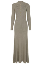 Jessica Bara Razlie Gold Button Long Sleeve Maxi Dress