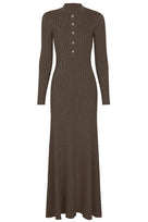 Jessica Bara Razlie Gold Button Long Sleeve Maxi Dress