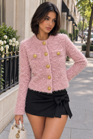 Jessica Bara Rellane Knit Gold Button Cardigan