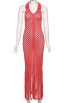 Jessica Bara Rikash Collared Fringe Maxi Dress