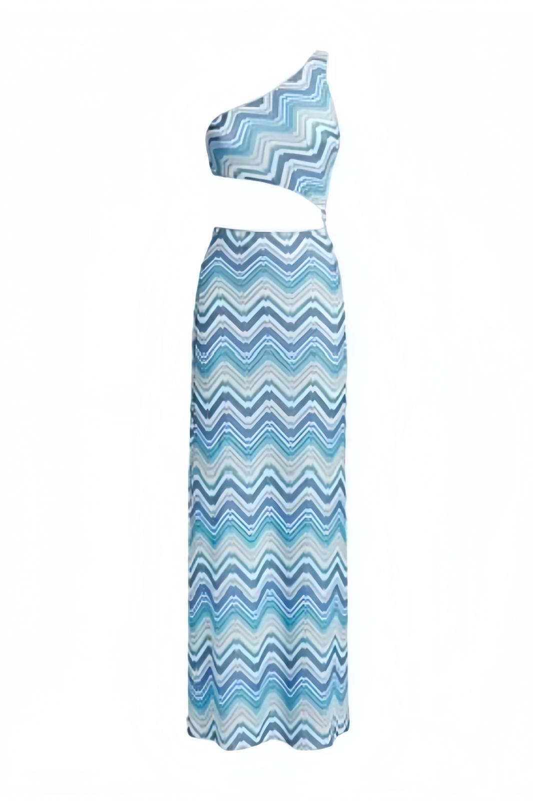 Jessica Bara Rikie Knit One Shoulder Cut Out Maxi Dress