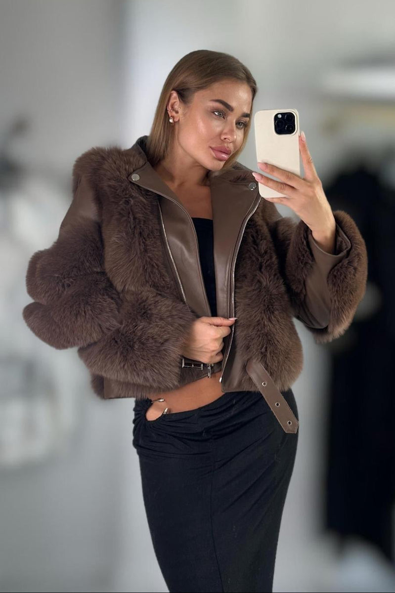 Jessica Bara Rizza Long Sleeve Leather Fur Belted Coat – JESSICA BARA