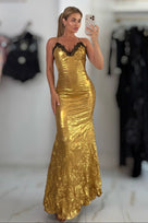 Jessica Bara Rizzle Metallic Lace Gown