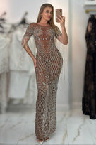 Jessica Bara Sadela Crystal Fringe Gown
